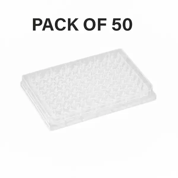 Tarson 96 Well Micro Plate Polypropylene Body, 340 µl Well Volume, White Color, V Bottom, 510065 (Pack of 50)