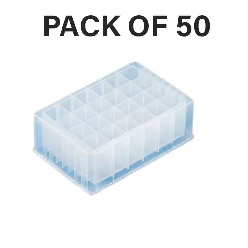 Tarson 24 Square Deep Well Storage Plate PP Body, 10 ml Well Volume, Square Shape and Pyramid Bottom, 510081 (Pack of 50)