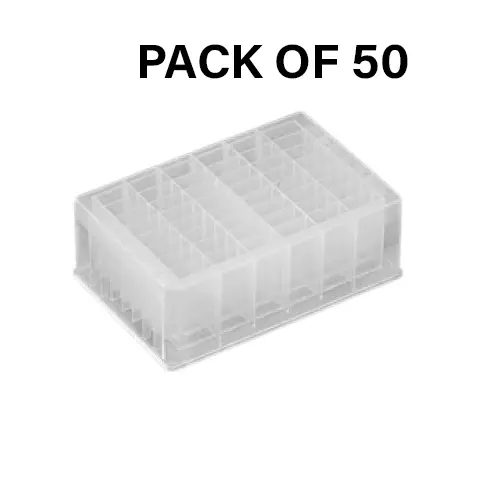 Tarson 48 Wells Deep Well Plate, PP Body Pyramid Bottom Rectangular Shape and 5 ml Well Volume, 510080 (Pack of 50)