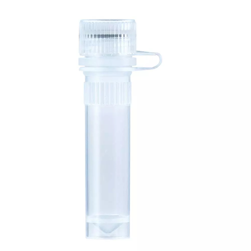 Abdos Last Drop Non Printed 1.5 ml Sterile Clear Self Standing Low Retention Screw Cap Tube With Looped Cap, P10278 (Pack of 1000)