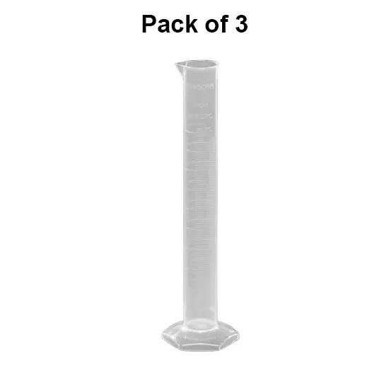 Tarson 50 ml Measuring Cylinder Translucent White Polypropylene Class B with Graduations, 345030 (Pack of 3)