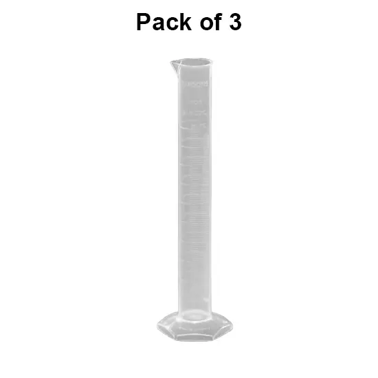 Tarson 250 ml Measuring Cylinder Translucent White Polypropylene Class B with Graduations, 345050 (Pack of 3)