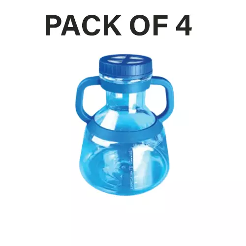 Tarson 3 L High Efficiency Erlenmeyer Cell Culture Flask Sterile Flat Base, PETG with Blue HDPE Vented Closure, 446015 (Pack of 4)
