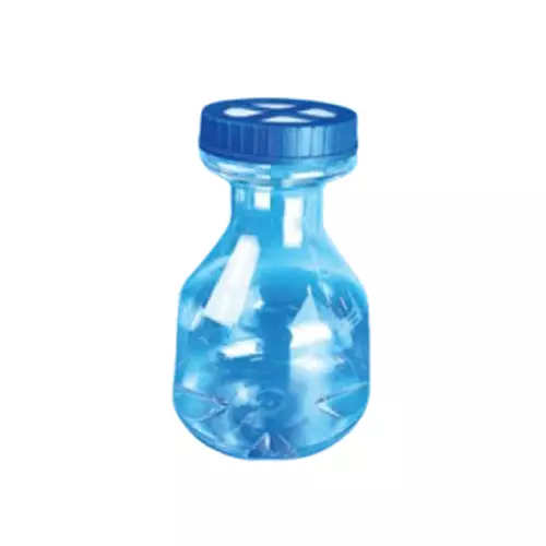 Tarson 5 L High Efficiency Erlenmeyer Cell Culture Flask Sterile Baffled Base, PETG with Blue HDPE Vented Closure, 446026 (Pack of 4)