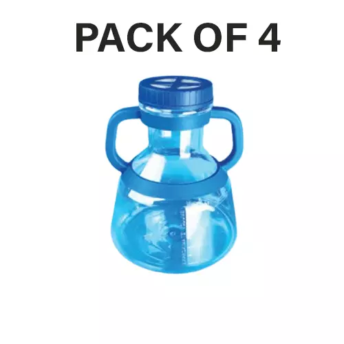 Tarson 5 L High Efficiency Erlenmeyer Cell Culture Flask Sterile Flat Base, PETG with Blue HDPE Vented Closure, 446025 (Pack of 4)