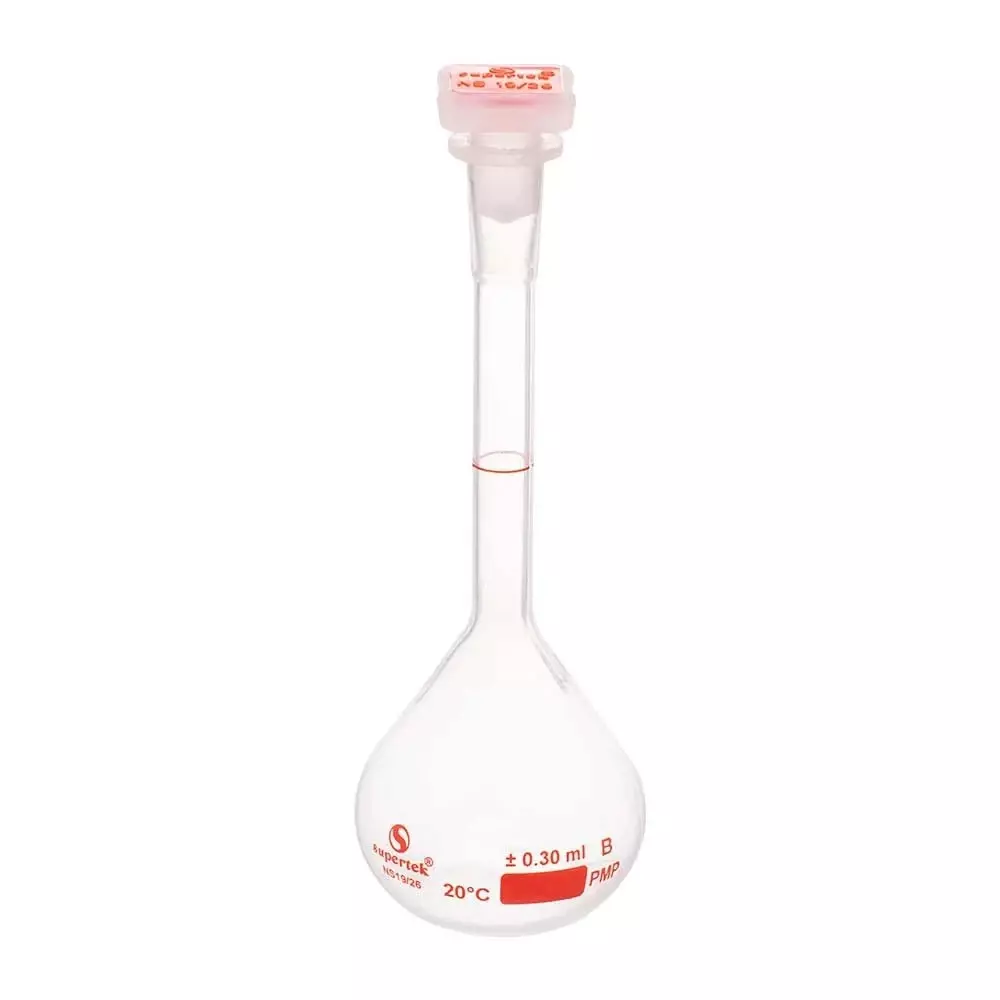 Supertek 10 ml Volumetric Flask Class B Clear PMP Body, CH11077BD/0
