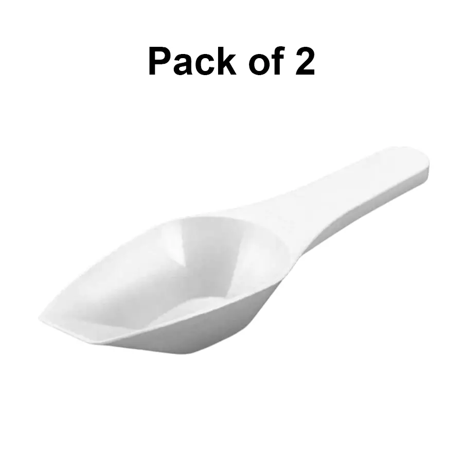 Tarson 50 ml Measuring Scoop in White Polypropylene Body, 160 mm Overall Length & Flat Top and Bottom, 922150 (Pack of 2)