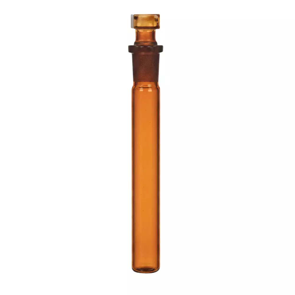 ABGIL Borosilicate Glass Test Tube Flat Bottom with Stopper Amber Color, 75 ml Capacity, ABG3989