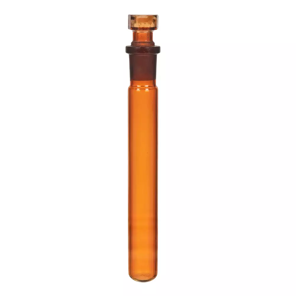 ABGIL Borosilicate Glass Test Tube Round Bottom with Stopper Amber Color, 10 ml Capacity, ABG3977