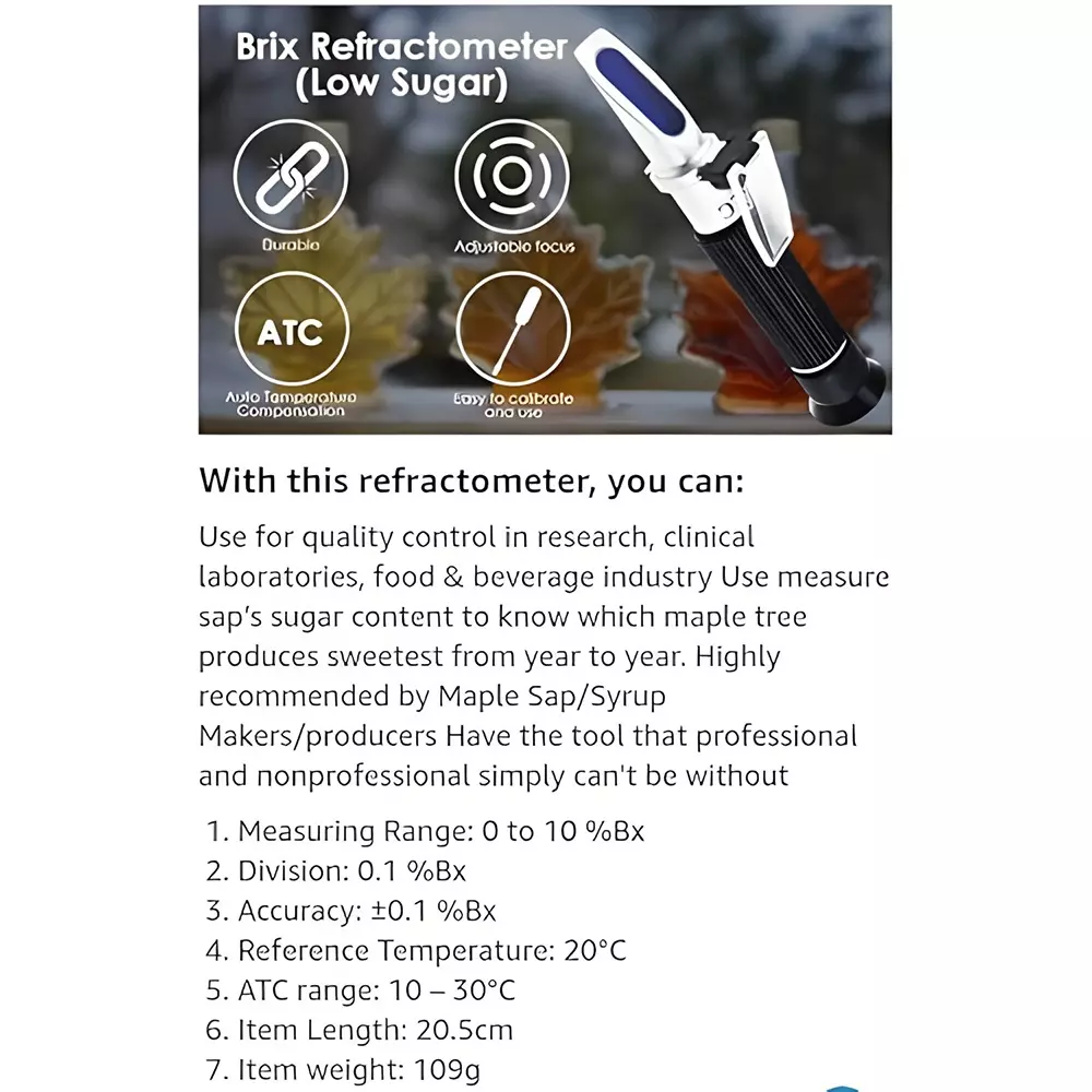 Bysafe Brix Refractometer With ATC, 0-10% Brix Range and 0.001 Division for Laboratories, WZ-V6H6-G4ST