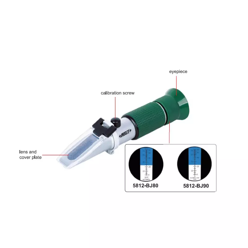 Insize Handheld Alcohol Refractometer 0-80% V/V Measuering Range, 5812-BJ80