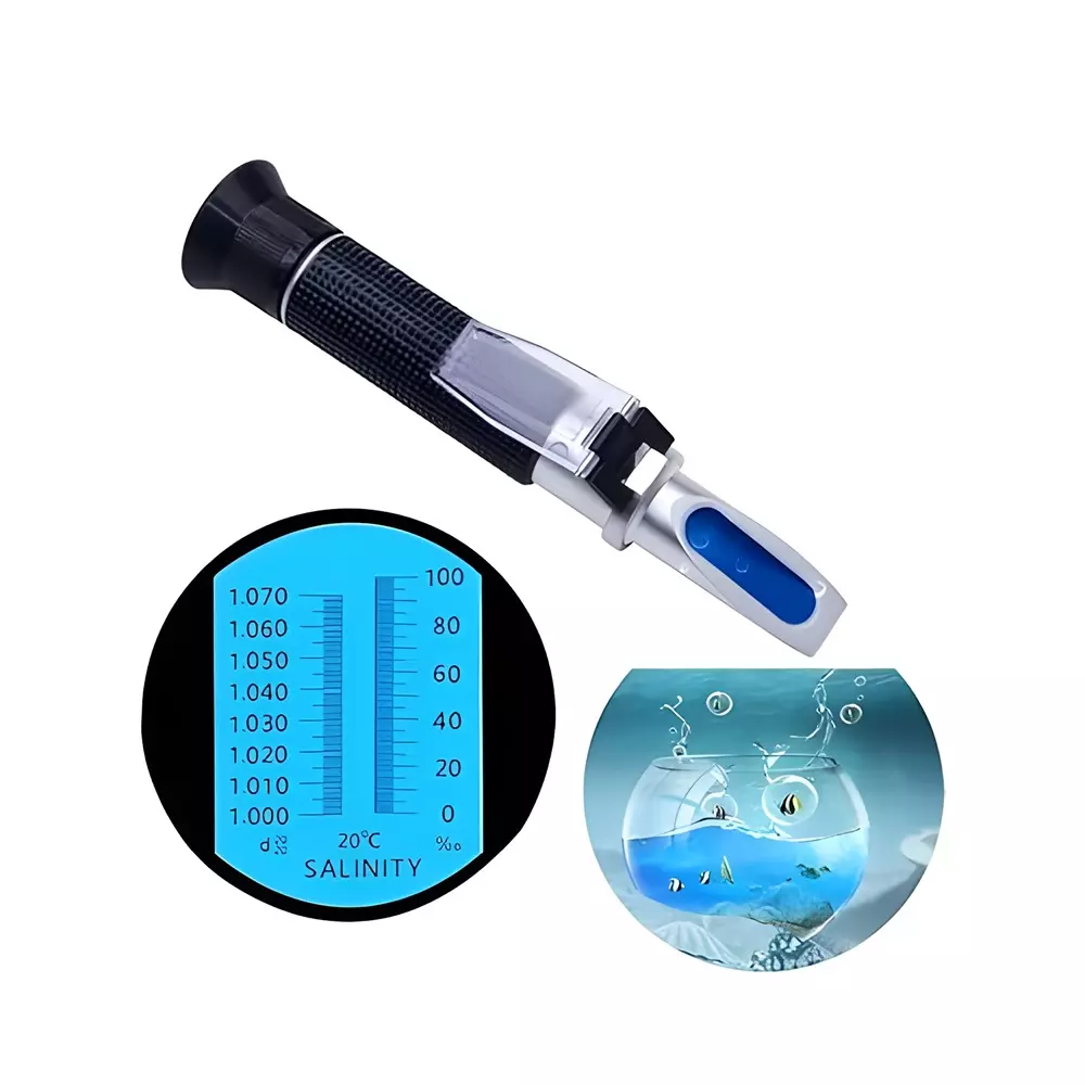 Bysafe Hand Salinity Refractometer With ATC, 0-100 ppt of Salinity and 1.000 to 1.070 Specific Gravity Range for Laboratories, PR-OJ9H-YQC3