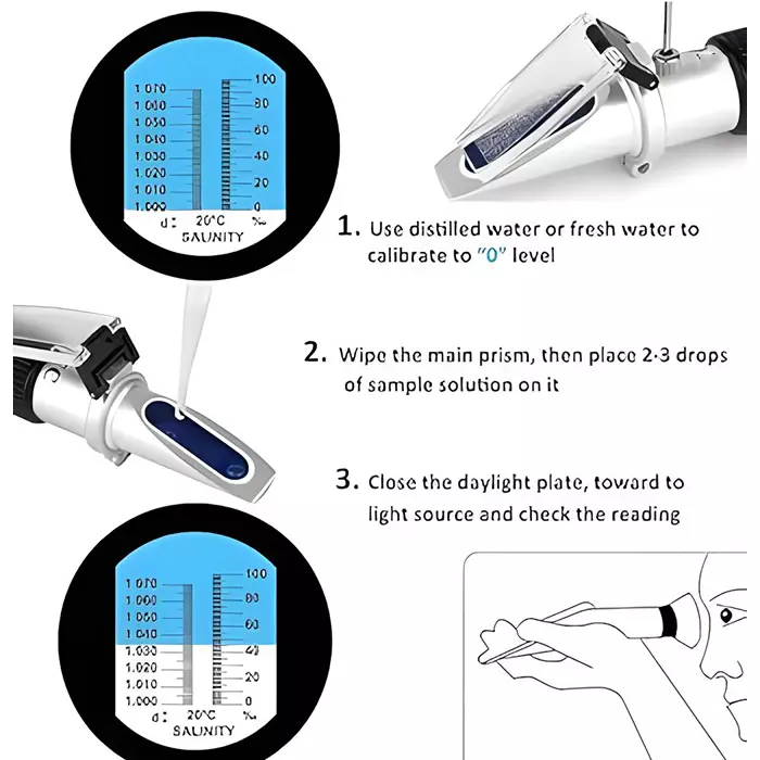 Bysafe Hand Salinity Refractometer With ATC, 0-100 ppt of Salinity and 1.000 to 1.070 Specific Gravity Range for Laboratories, PR-OJ9H-YQC3