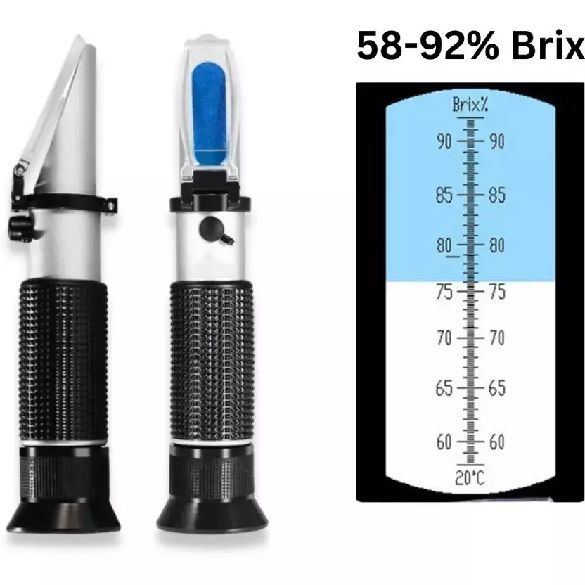 LARK Refractometer Hand Held Type 58-92% Brix Range with Calibration Solution for Brandy, Beer, Fruits, LARK 58-92