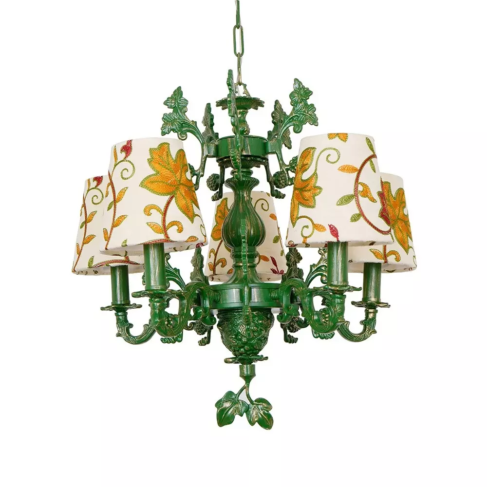 Fos Lighting Chandlier Light Five-Light Candelabra Chandelier with Kashida Velvet Shades