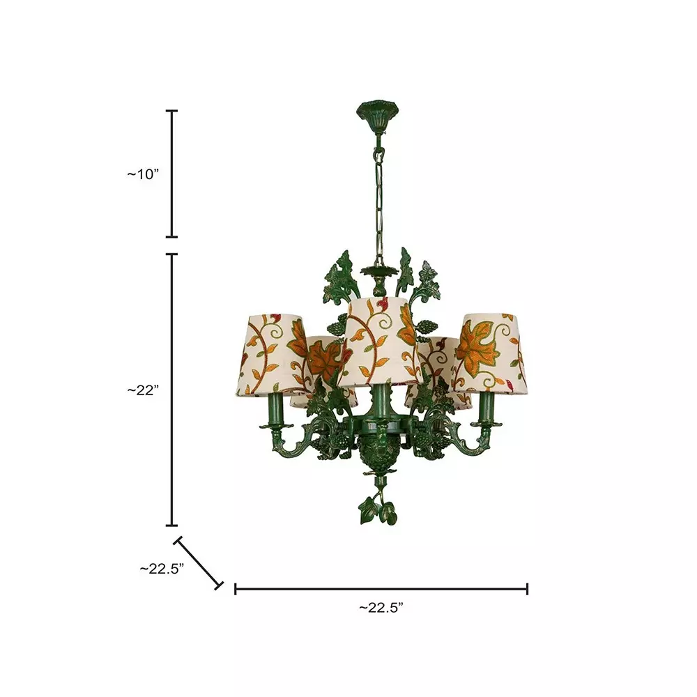 Fos Lighting Chandlier Light Five-Light Candelabra Chandelier with Kashida Velvet Shades