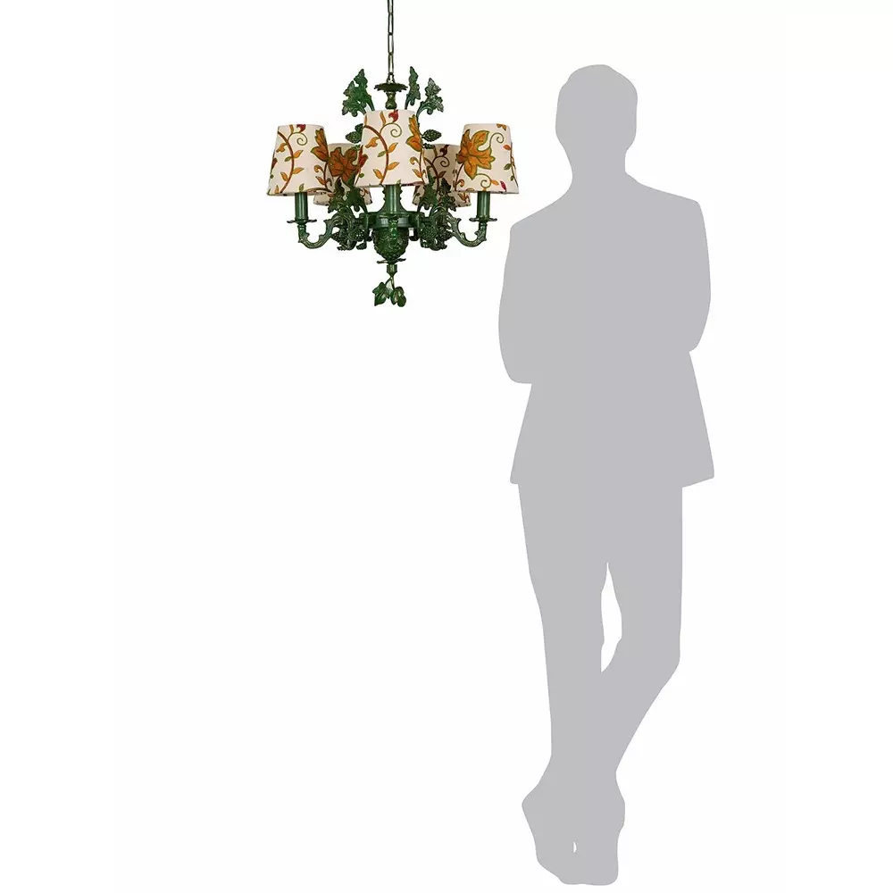 Fos Lighting Chandlier Light Five-Light Candelabra Chandelier with Kashida Velvet Shades