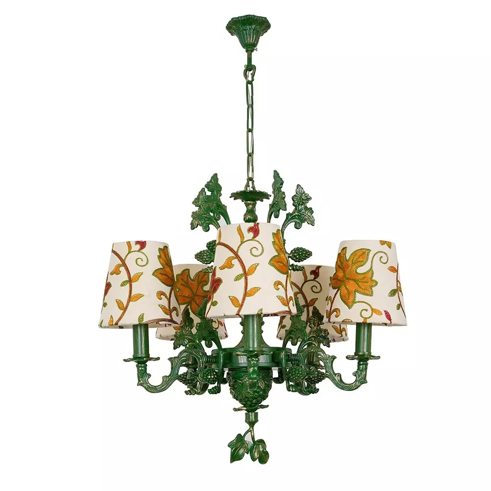 Fos Lighting Chandlier Light Five-Light Candelabra Chandelier with Kashida Velvet Shades