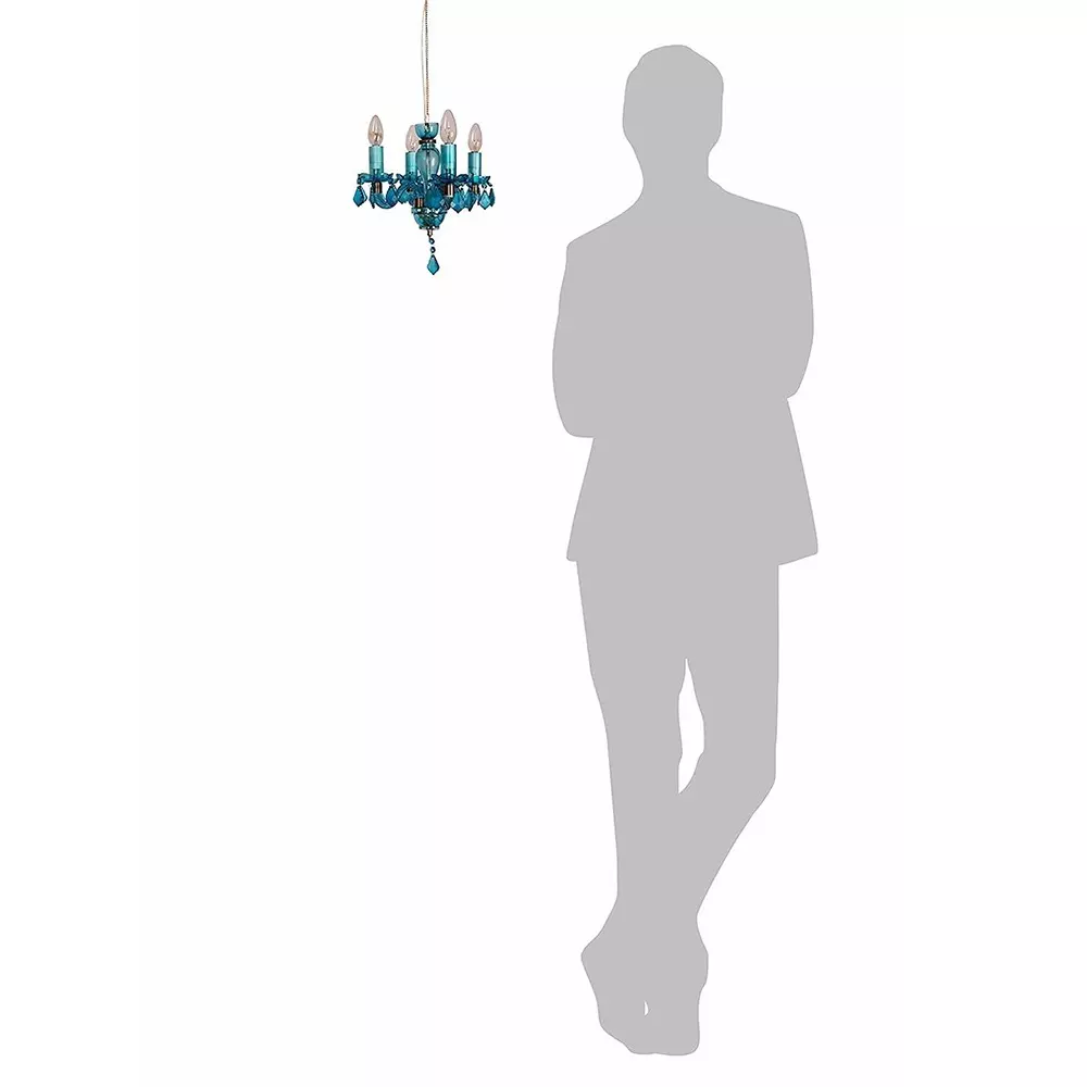 Fos Lighting Chandlier Light Mini Traditional Painted Glass Chandelier in Light Blue Finish (4-Light)