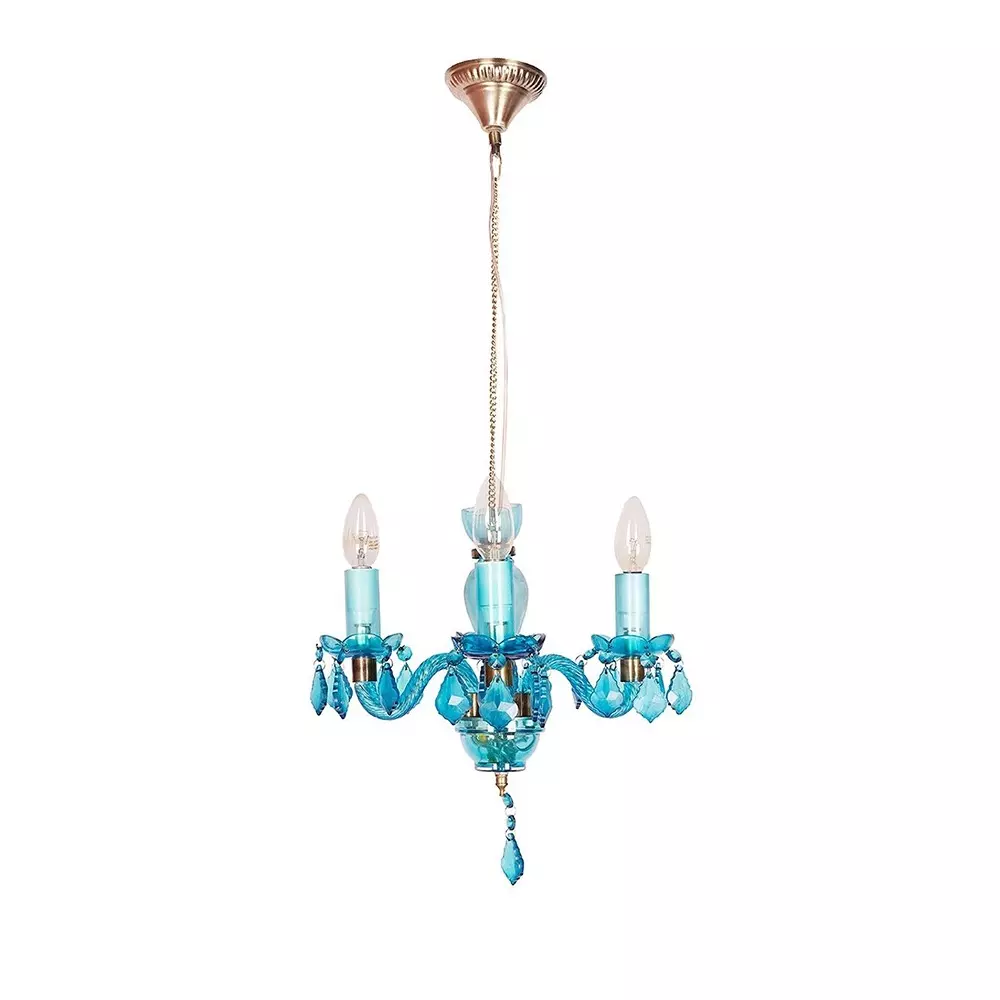 Fos Lighting Chandlier Light Mini Traditional Painted Glass Chandelier in Light Blue Finish (4-Light)
