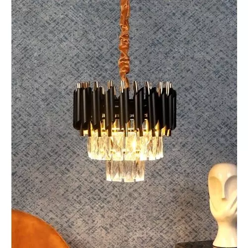 ELIANTE Torrica Cristal LED Chandlier 300 mm (12 inch) Black With Adjustable Colour Temperature