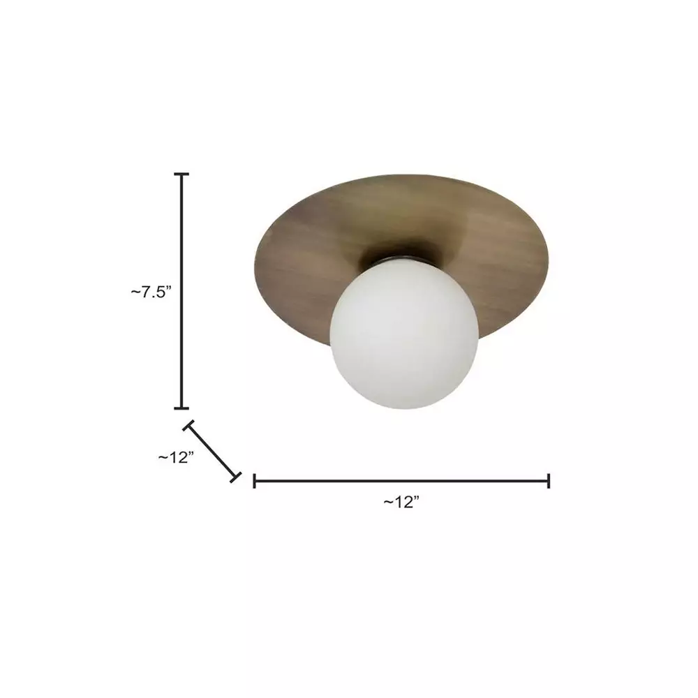 Fos Lighting Modern Ceiling Light with Frosted Globe Brass Antique Finish 40 W