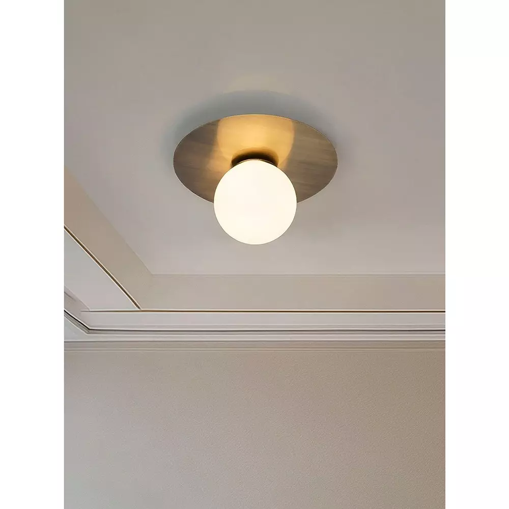 Fos Lighting Modern Ceiling Light with Frosted Globe Brass Antique Finish 40 W