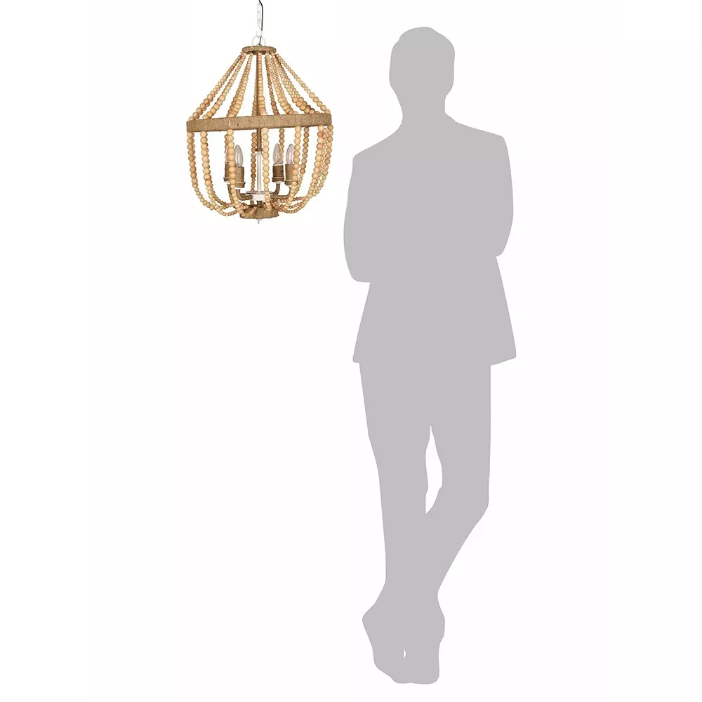 Fos Lighting Chandlier Light Natural Wood Bead Empire Chandelier