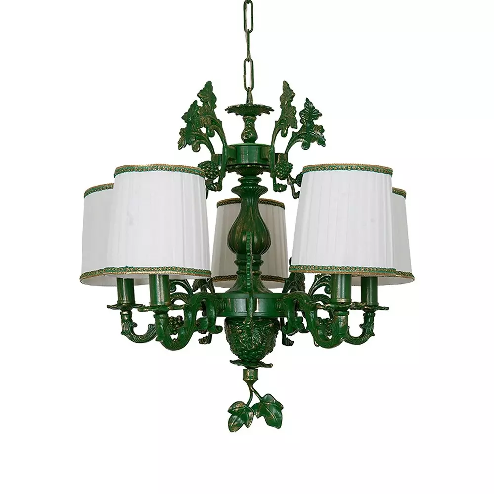 Fos Lighting Chandlier Light Green Grapevine Chandelier with Pleated Shades