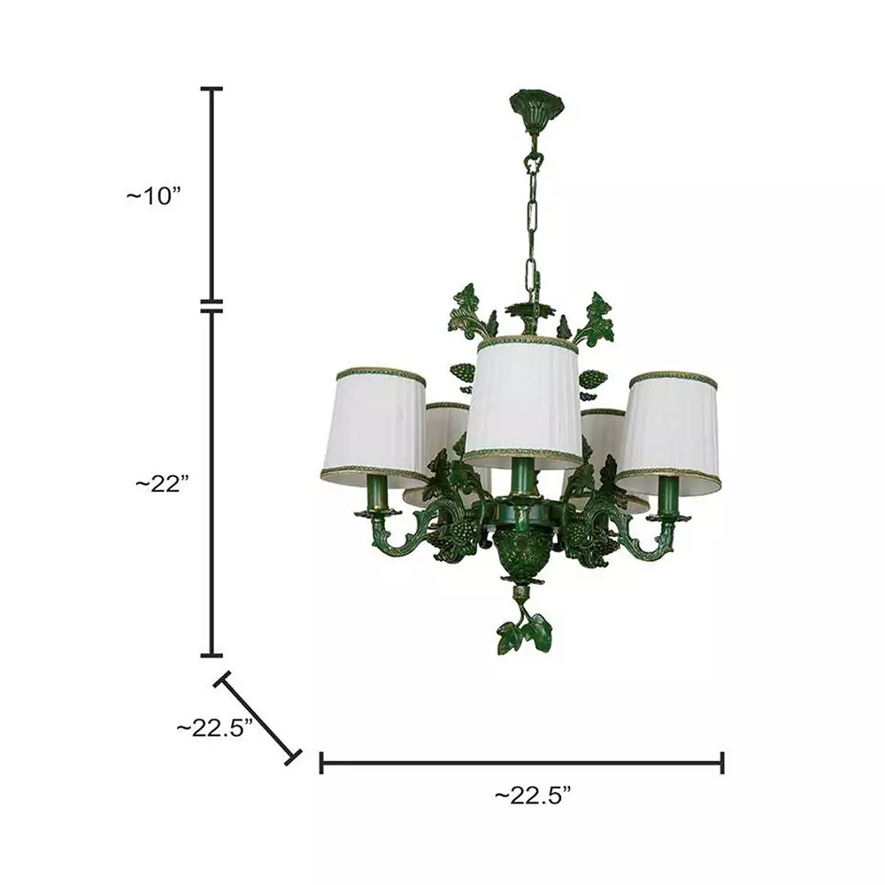 Fos Lighting Chandlier Light Green Grapevine Chandelier with Pleated Shades