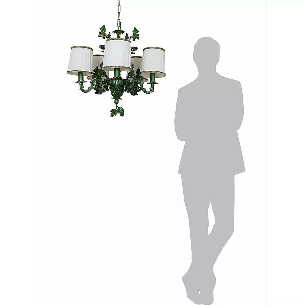 Fos Lighting Chandlier Light Green Grapevine Chandelier with Pleated Shades