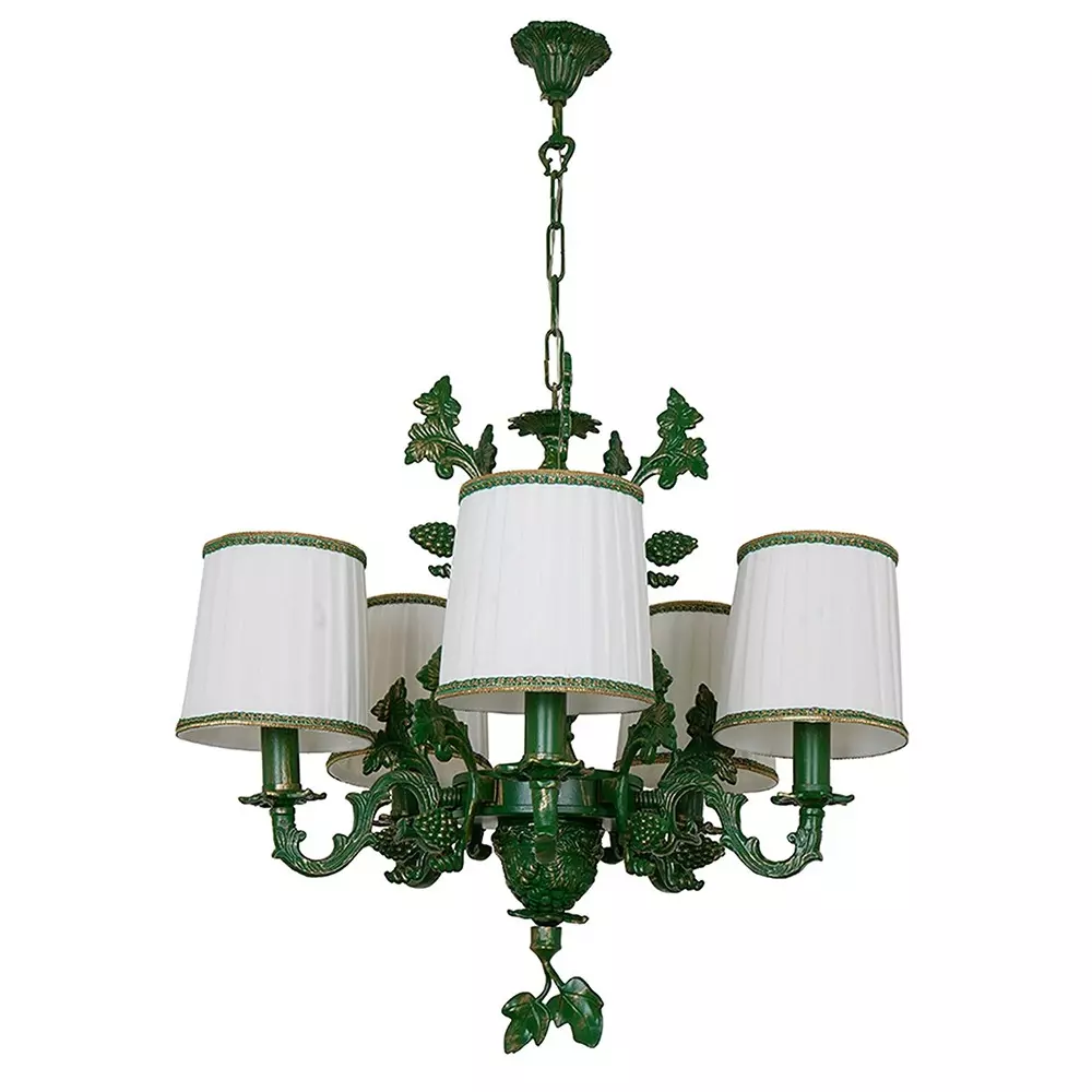 Fos Lighting Chandlier Light Green Grapevine Chandelier with Pleated Shades