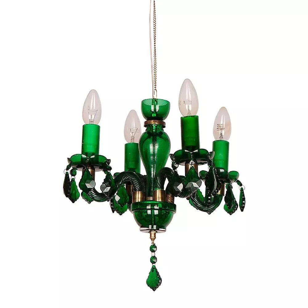 Fos Lighting Chandlier Light Mini Traditional Painted Glass Chandelier in Green Finish (4-Light)