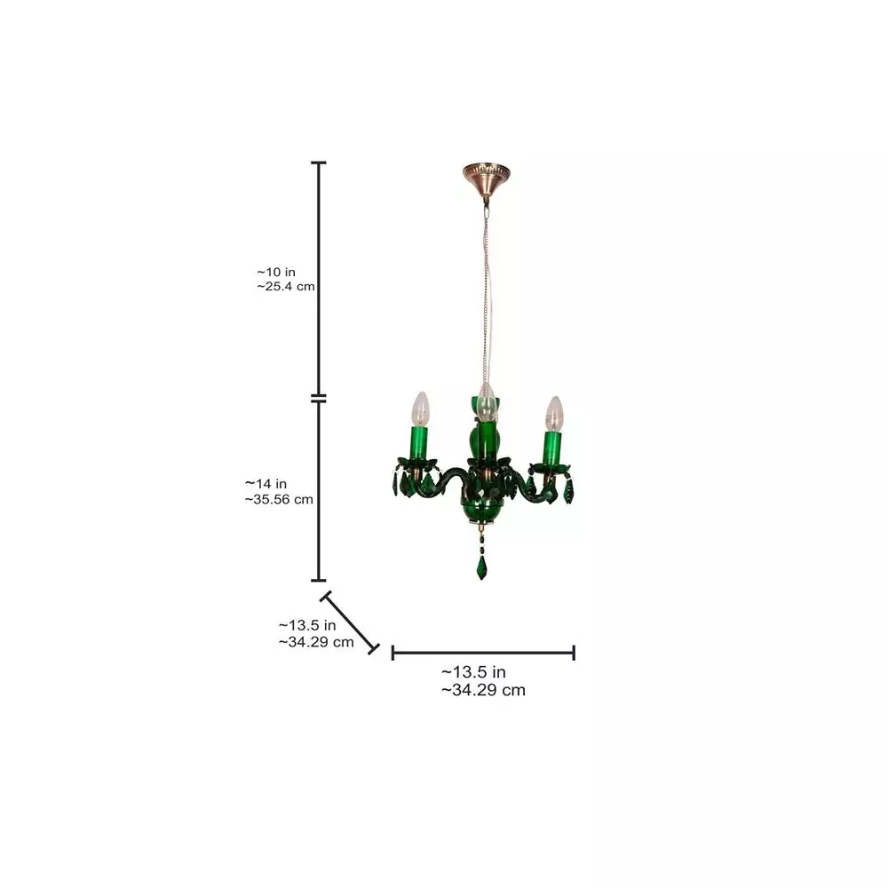 Fos Lighting Chandlier Light Mini Traditional Painted Glass Chandelier in Green Finish (4-Light)