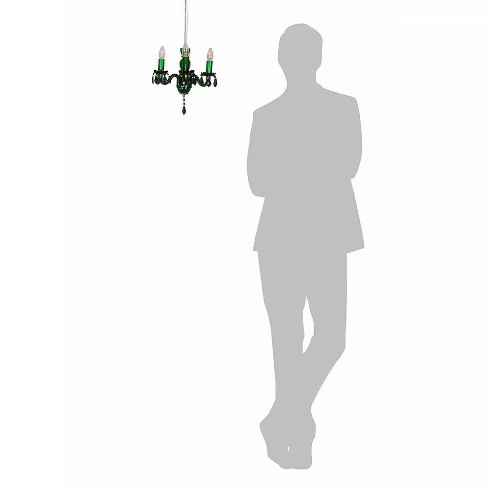 Fos Lighting Chandlier Light Mini Traditional Painted Glass Chandelier in Green Finish (4-Light)