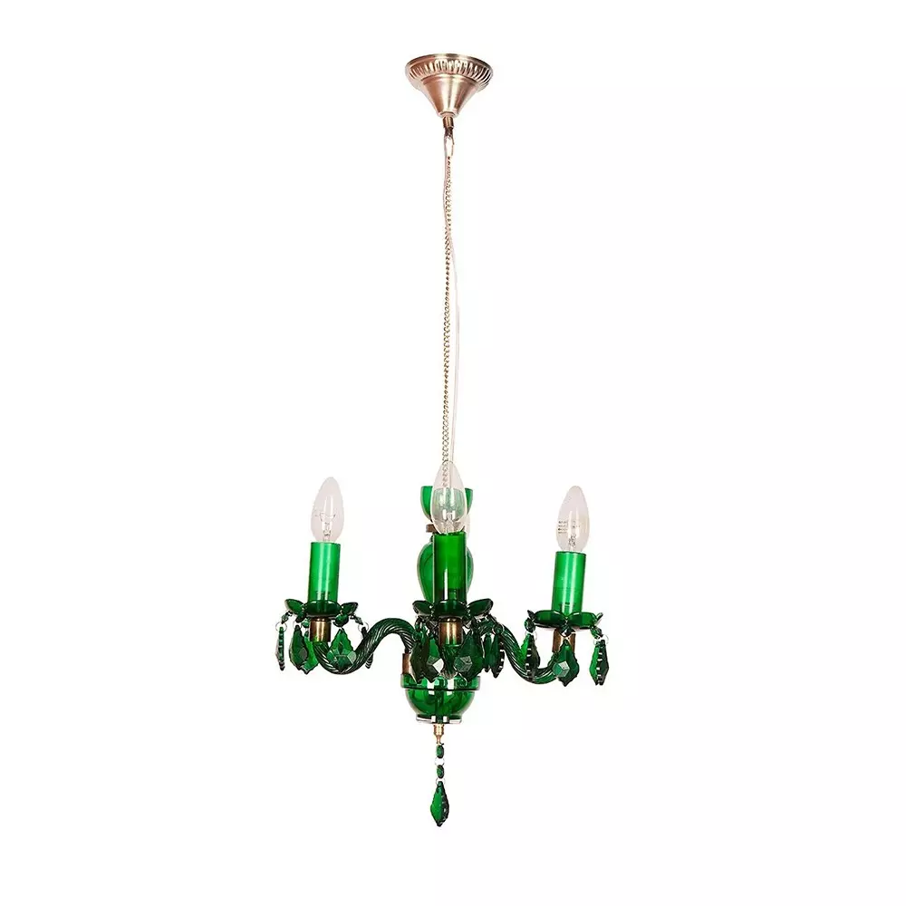 Fos Lighting Chandlier Light Mini Traditional Painted Glass Chandelier in Green Finish (4-Light)