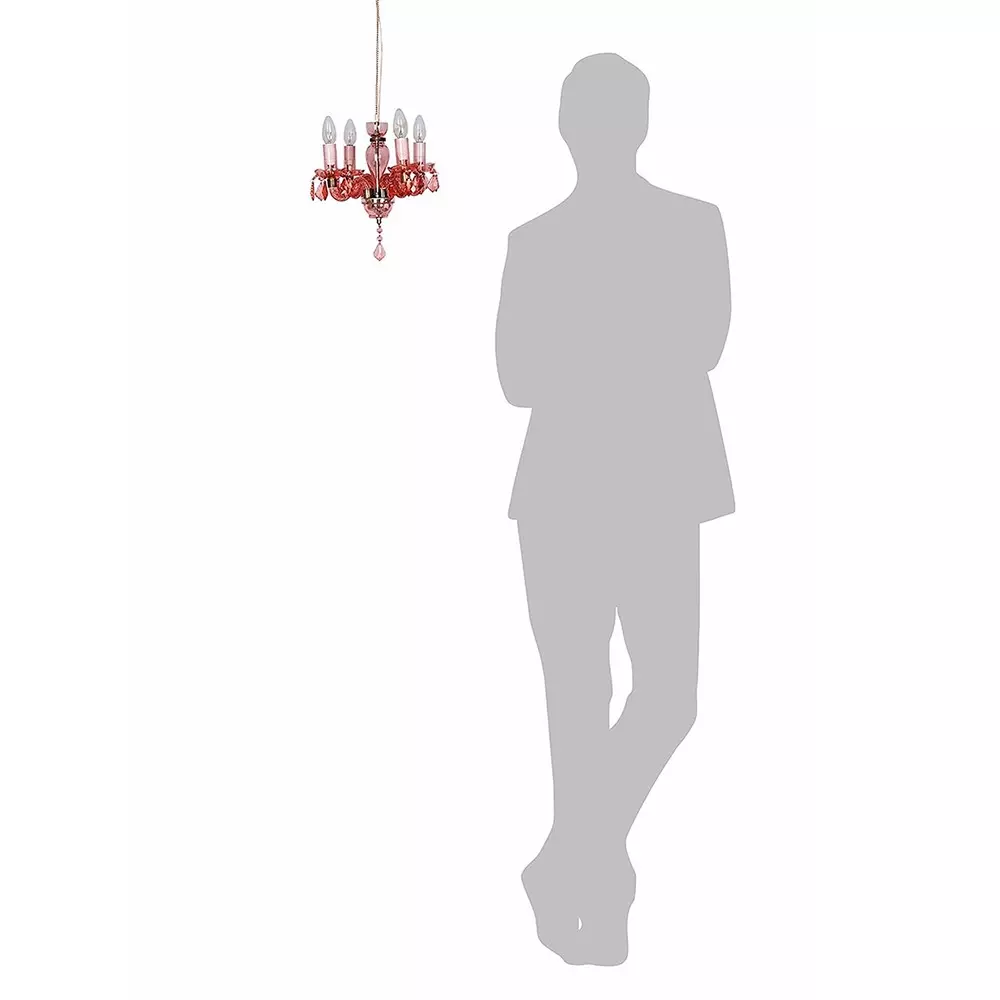 Fos Lighting Chandlier Light Mini Traditional Painted Glass Chandelier in Pink Finish (4-Light)