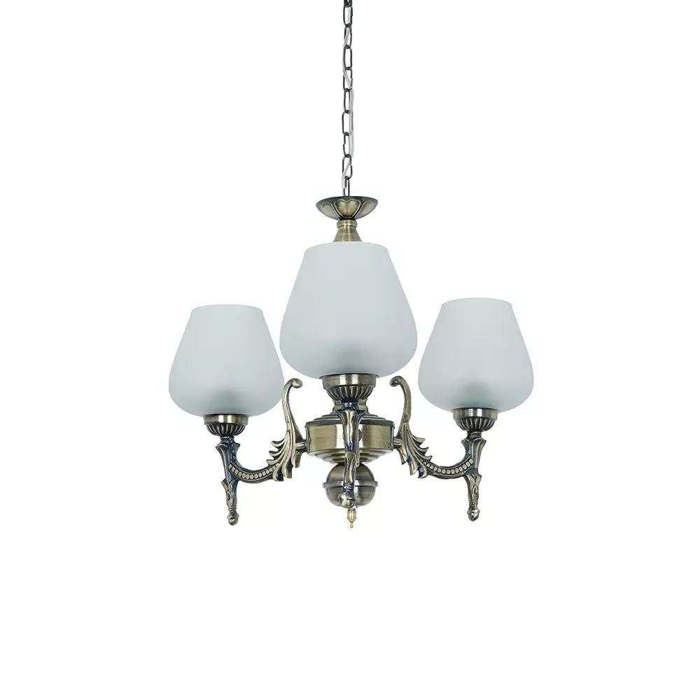Fos Lighting Mini Ceiling Chandelier Hanging Light 40 W Aluminium Brass Antique, Corn-MS-BRSA-Panmool-CH3