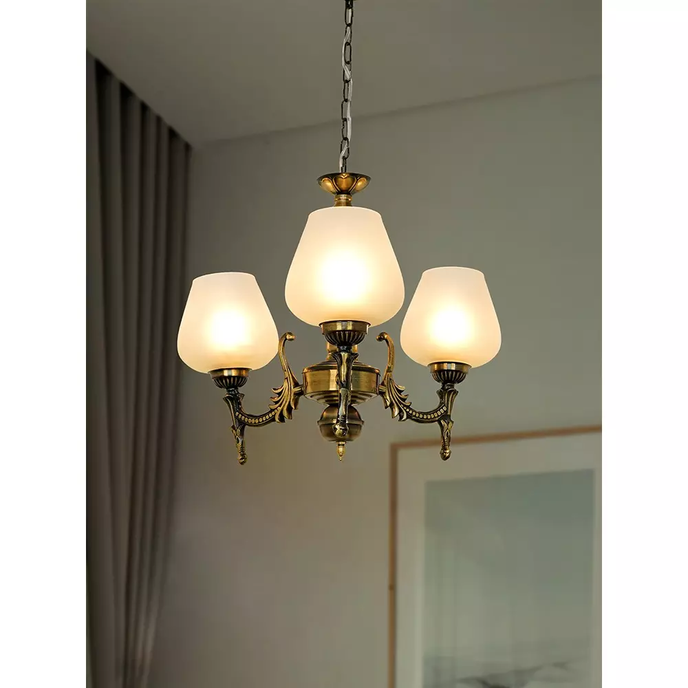 Fos Lighting Mini Ceiling Chandelier Hanging Light 40 W Aluminium Brass Antique, Corn-MS-BRSA-Panmool-CH3