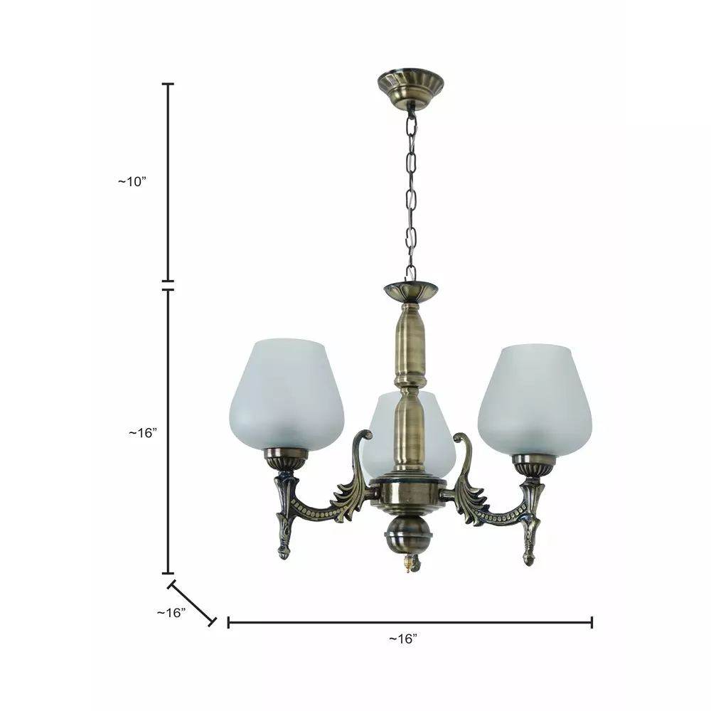 Fos Lighting Mini Ceiling Chandelier Hanging Light 40 W Aluminium Brass Antique, Corn-MS-BRSA-Panmool-CH3