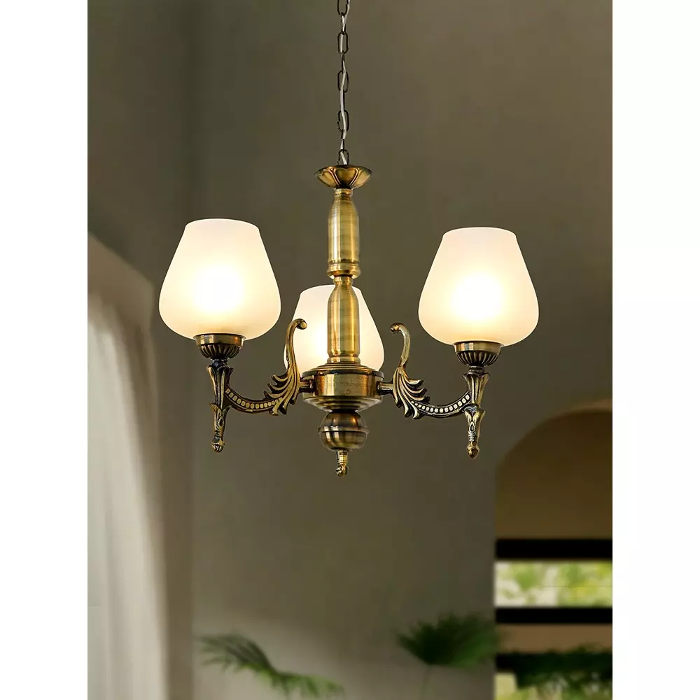 Fos Lighting Mini Ceiling Chandelier Hanging Light 40 W Aluminium Brass Antique, Corn-MS-BRSA-Panmool-CH3