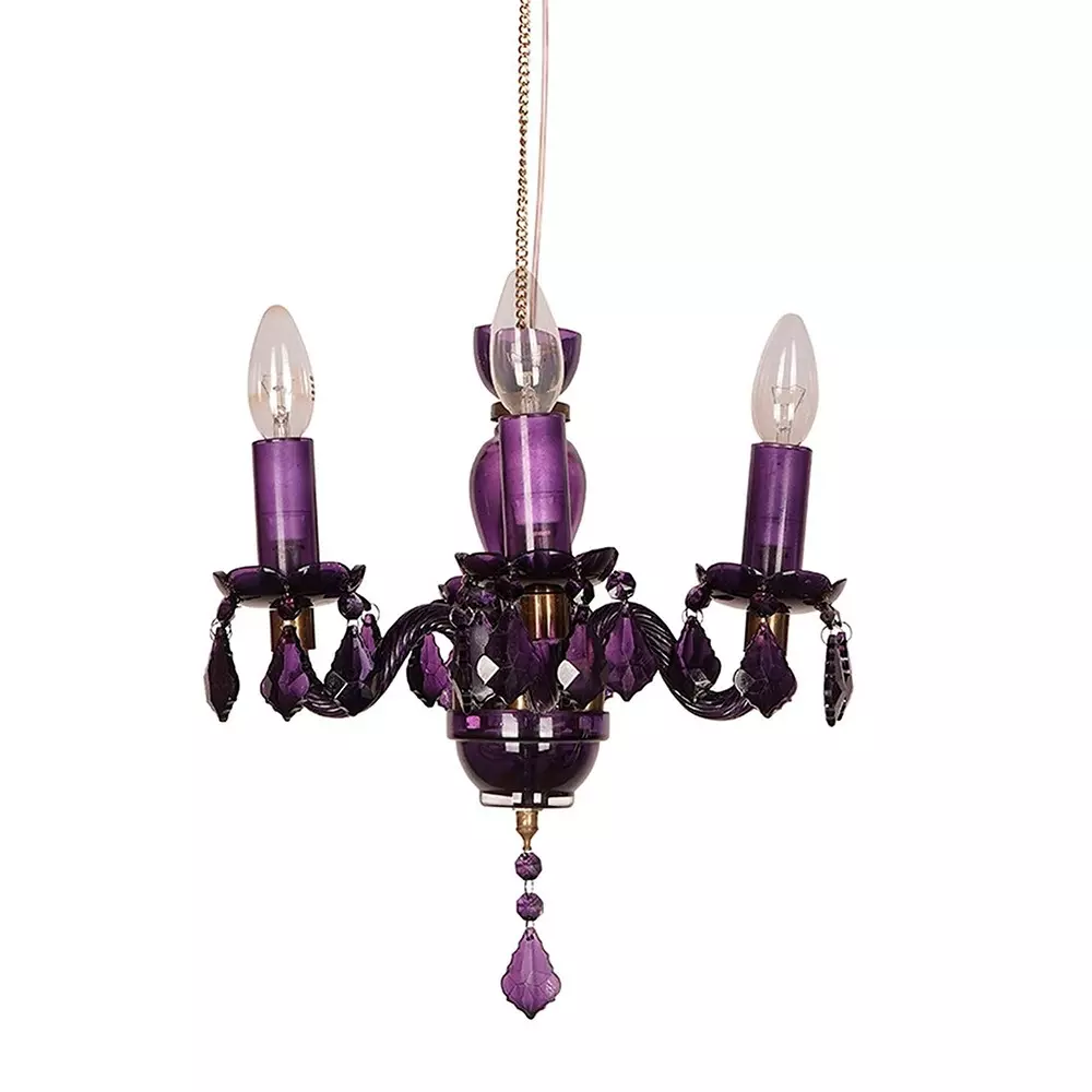 Fos Lighting Chandlier Light Mini Traditional Painted Glass Chandelier in Purple Finish (4-Light)