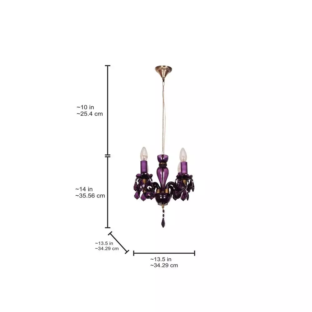 Fos Lighting Chandlier Light Mini Traditional Painted Glass Chandelier in Purple Finish (4-Light)