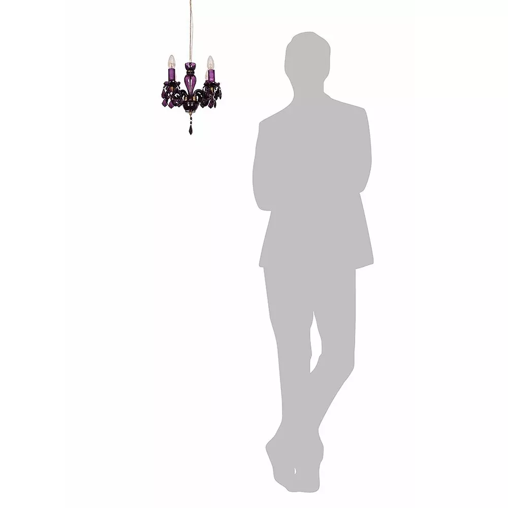 Fos Lighting Chandlier Light Mini Traditional Painted Glass Chandelier in Purple Finish (4-Light)