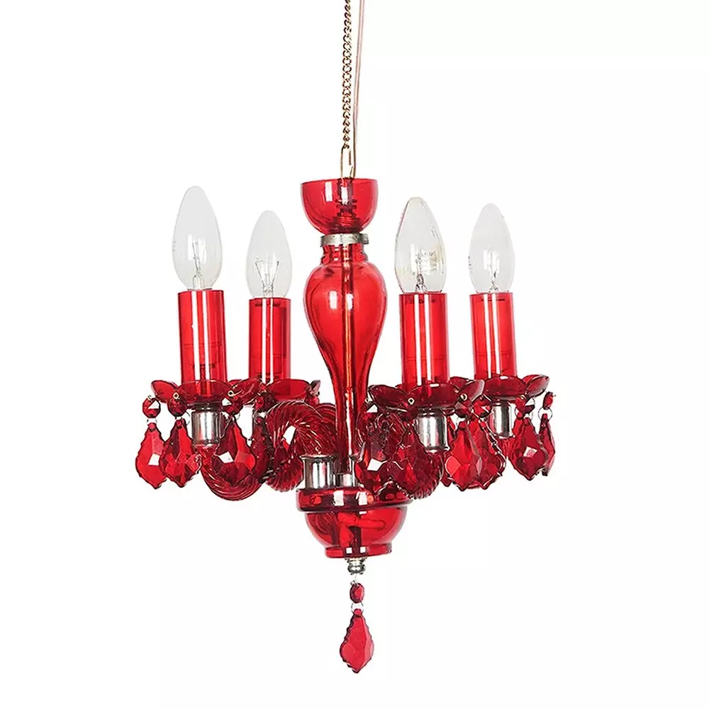 Fos Lighting Chandlier Light Mini Traditional Painted Glass Chandelier in Red Finish (4-Light)