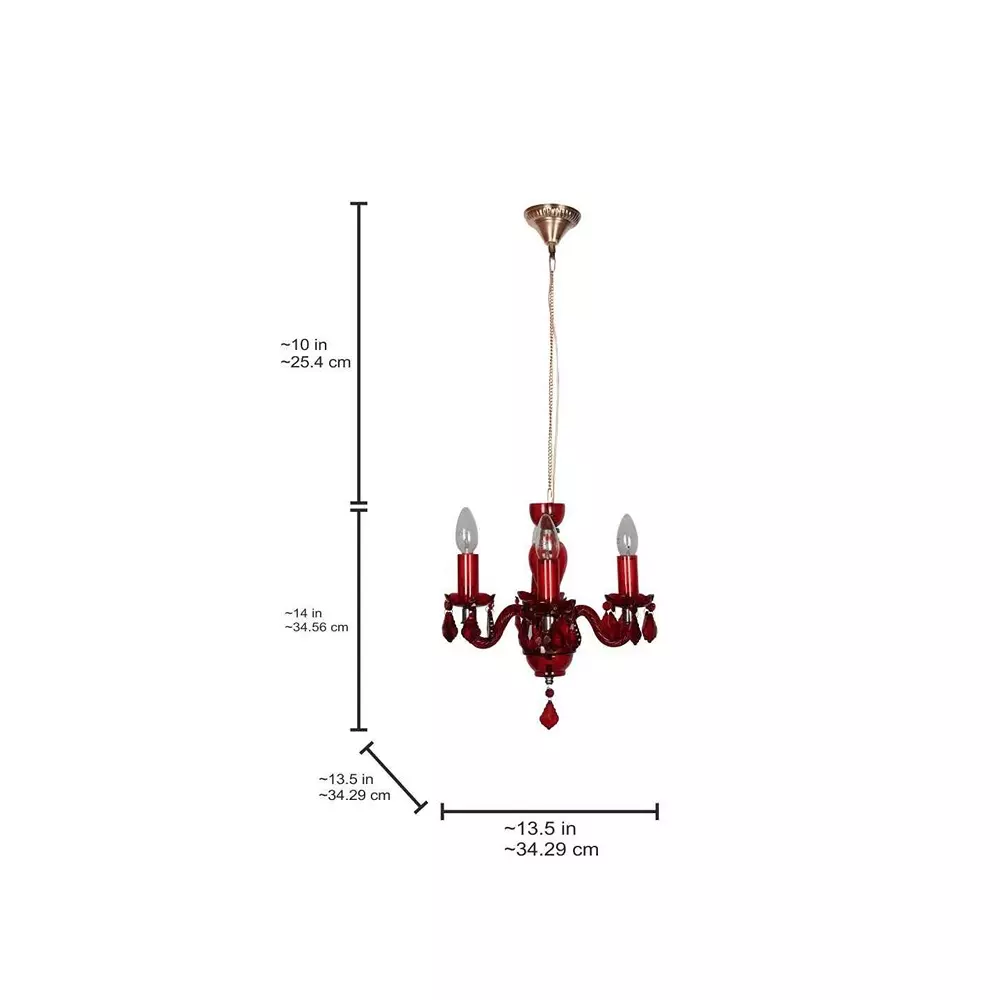 Fos Lighting Chandlier Light Mini Traditional Painted Glass Chandelier in Red Finish (4-Light)