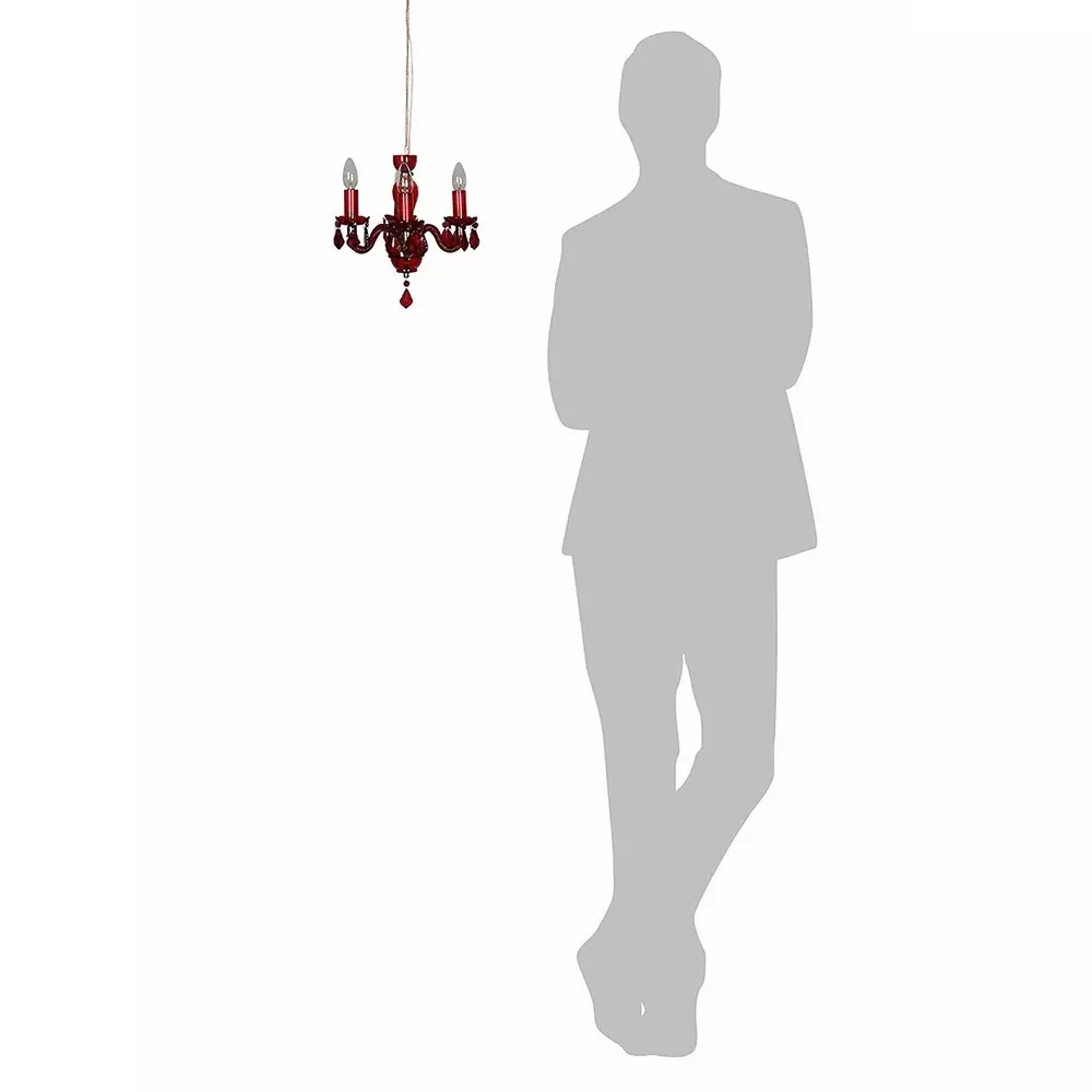 Fos Lighting Chandlier Light Mini Traditional Painted Glass Chandelier in Red Finish (4-Light)