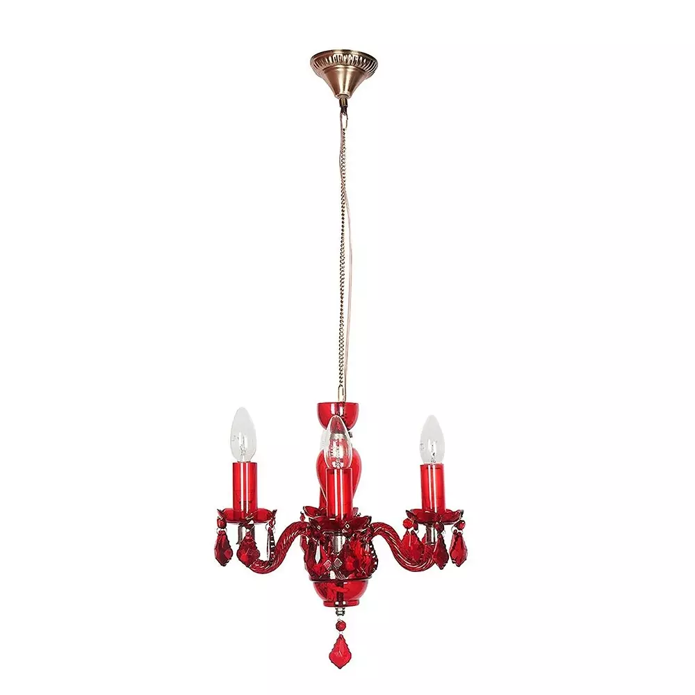 Fos Lighting Chandlier Light Mini Traditional Painted Glass Chandelier in Red Finish (4-Light)