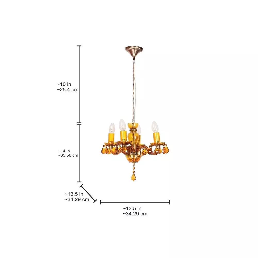 Fos Lighting Chandlier Light Mini Traditional Painted Glass Chandelier in Amber Finish (4-Light)