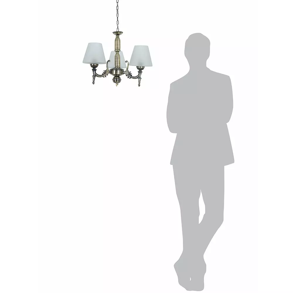 Fos Lighting Mini Ceiling Chandelier Hanging Light 40 W Mild Steel Brass Antique, Corn-MS-BRSA-TaperFrost-CH3